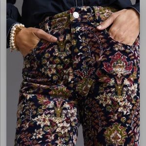 ANTHROPOLOGIE • PILCRO NWT Icon Flare Printed Corduroy Trousers 28 P